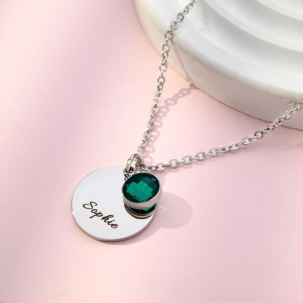 Custom Engraved Birthstone Necklace Romantic Gifts for Girlfriend - soufeelmy