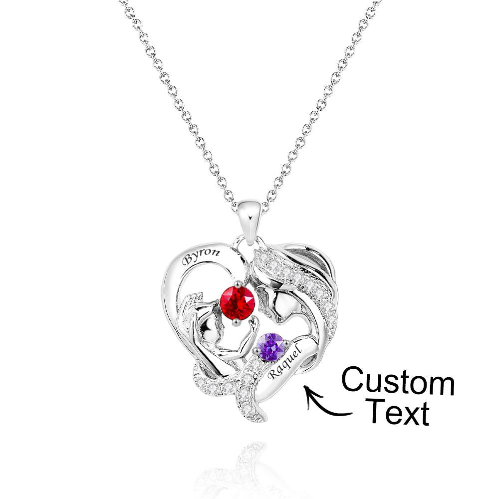 Engravable Mom And Baby Necklace With Birthstone Warm Gifts For Mom - soufeelmy
