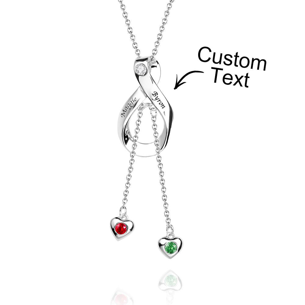 Elegant Engraved Necklace With Heart Birthstone Pendant Jewelry For Her - soufeelmy