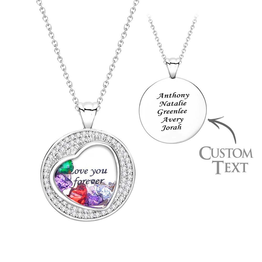 Custom Engraved Rockable Birthstone Necklace Zircon Pendant Gifts For Her - soufeelmy