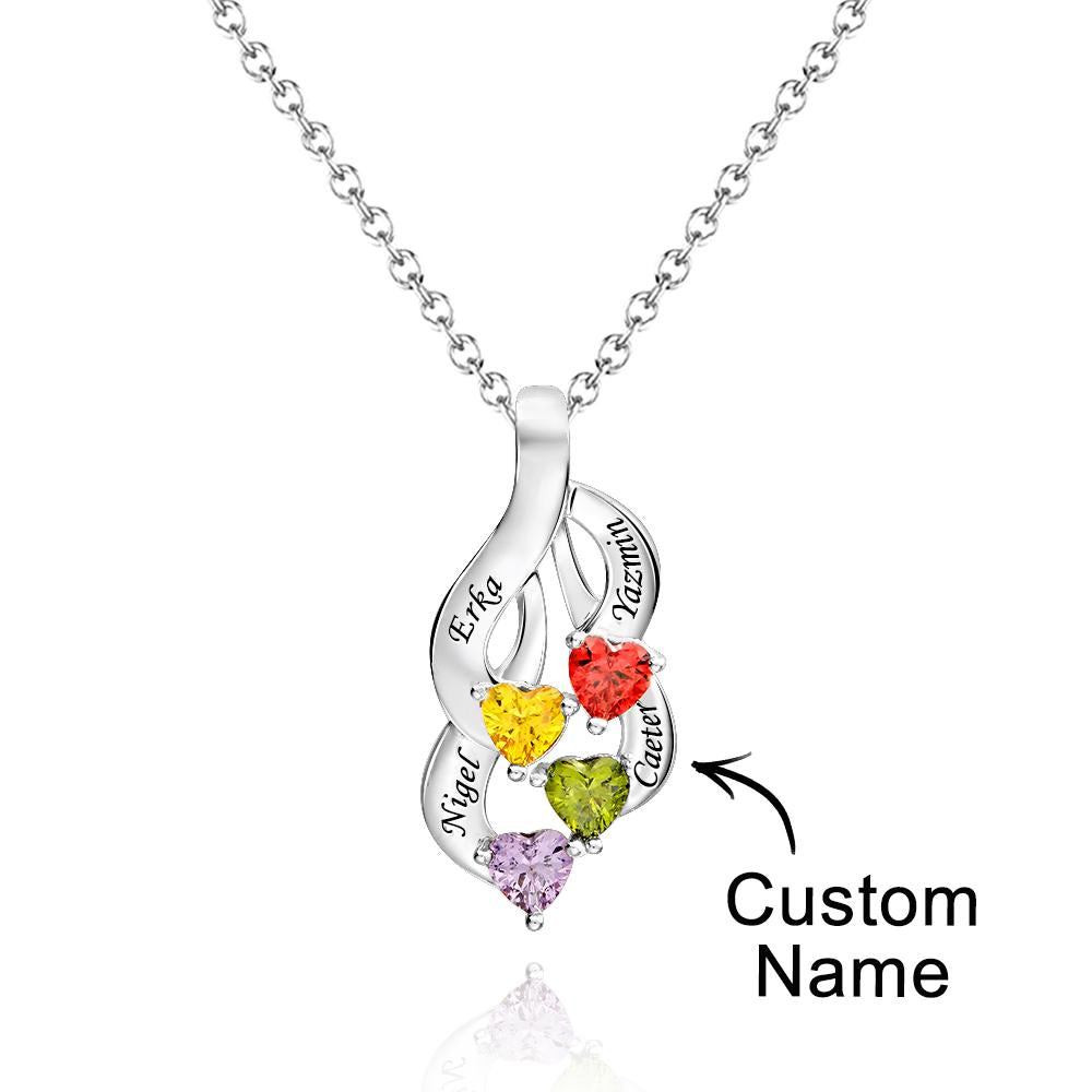 Engravable Vintage Necklace With Heart Birthstone Pendant Necklace For Her - soufeelmy