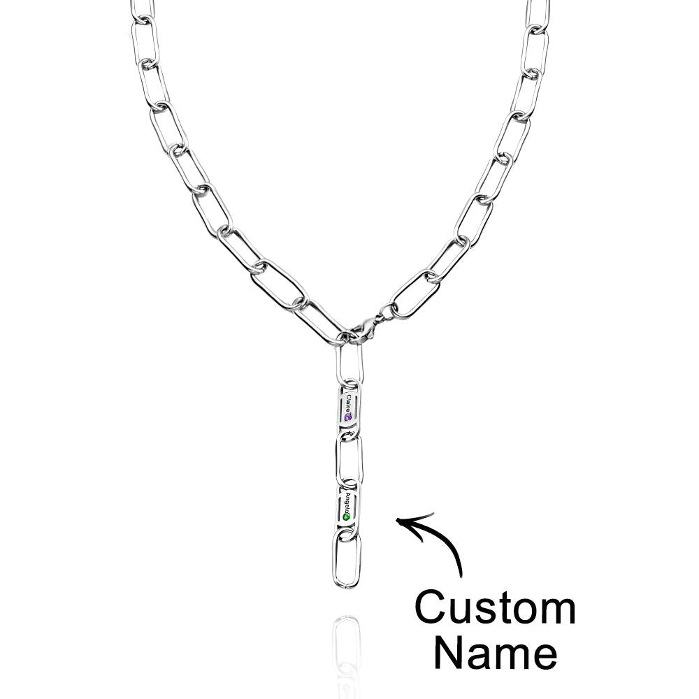 Engravable Endless Ties Name Necklace With Birthstone Unique Wear Decoration For Couples - soufeelmy