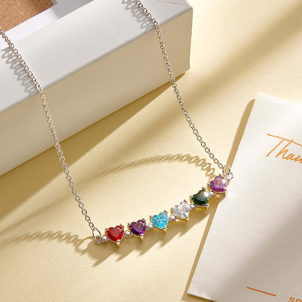 Personalized Heart-Shaped Birthstone Necklace Anniversary Birthday Gift for Her - soufeelmy