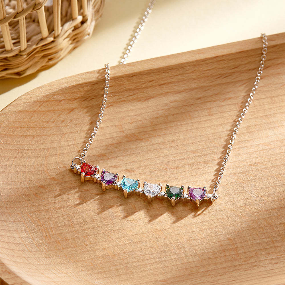 Personalized Heart-Shaped Birthstone Necklace Anniversary Birthday Gift for Her - soufeelmy