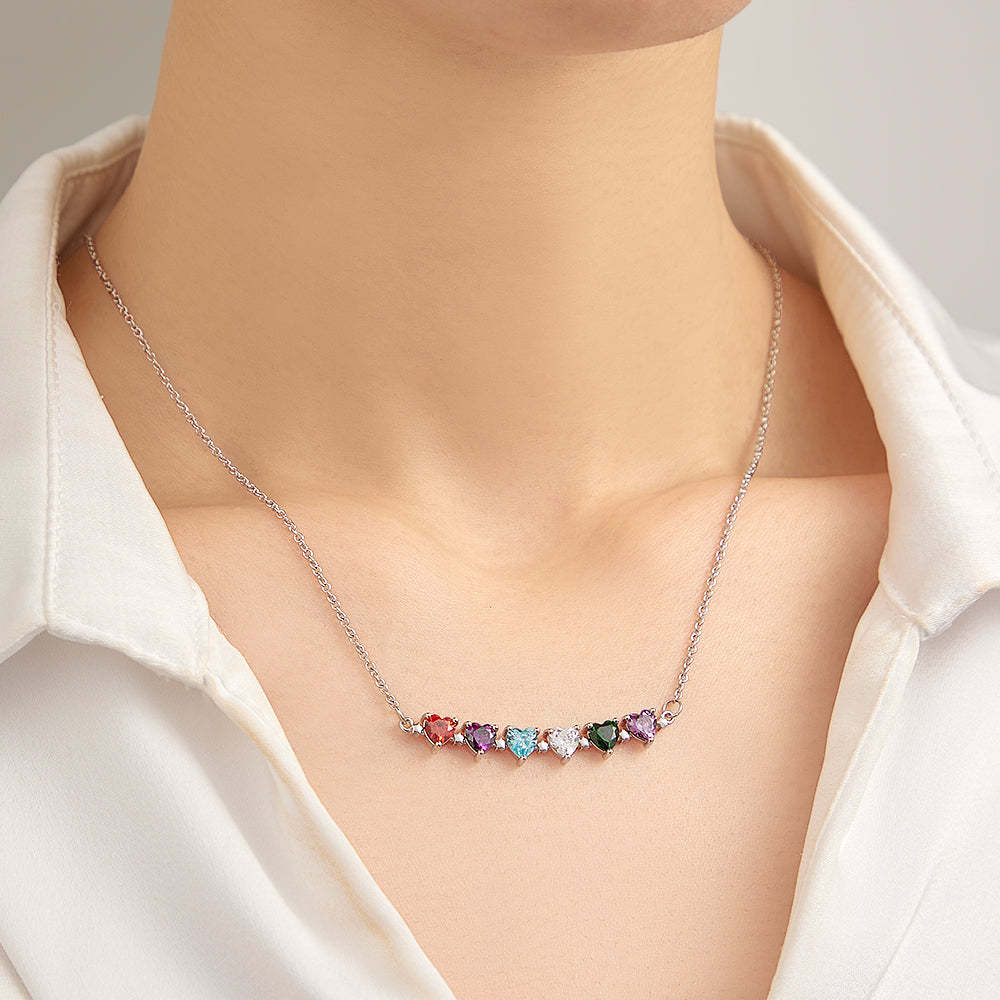 Personalized Heart-Shaped Birthstone Necklace Anniversary Birthday Gift for Her - soufeelmy