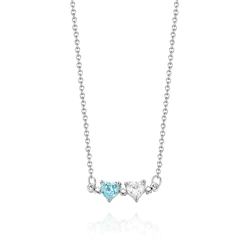 Personalized Heart-Shaped Birthstone Necklace Anniversary Birthday Gift for Her - soufeelmy