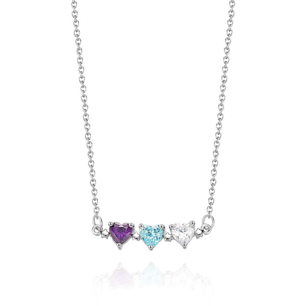Personalized Heart-Shaped Birthstone Necklace Anniversary Birthday Gift for Her - soufeelmy