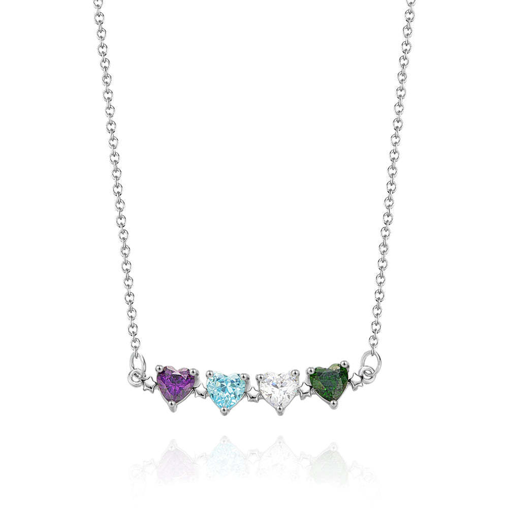 Personalized Heart-Shaped Birthstone Necklace Anniversary Birthday Gift for Her - soufeelmy