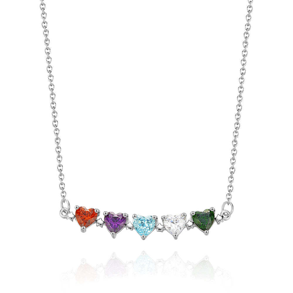 Personalized Heart-Shaped Birthstone Necklace Anniversary Birthday Gift for Her - soufeelmy
