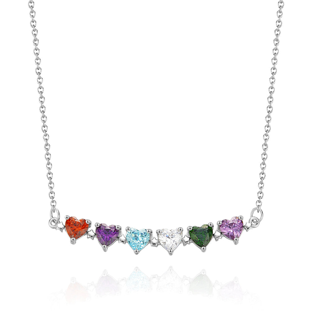 Personalized Heart-Shaped Birthstone Necklace Anniversary Birthday Gift for Her - soufeelmy