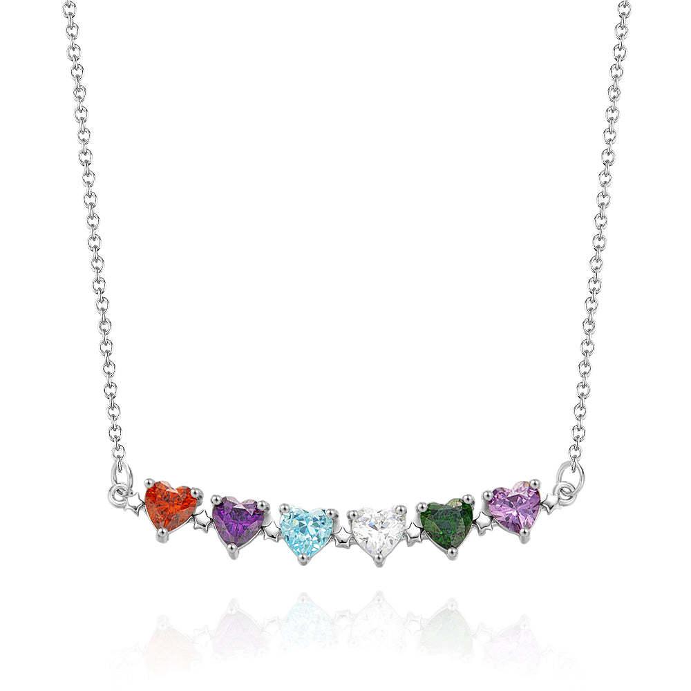Personalized Heart-Shaped Birthstone Necklace Anniversary Birthday Gift for Her - soufeelmy