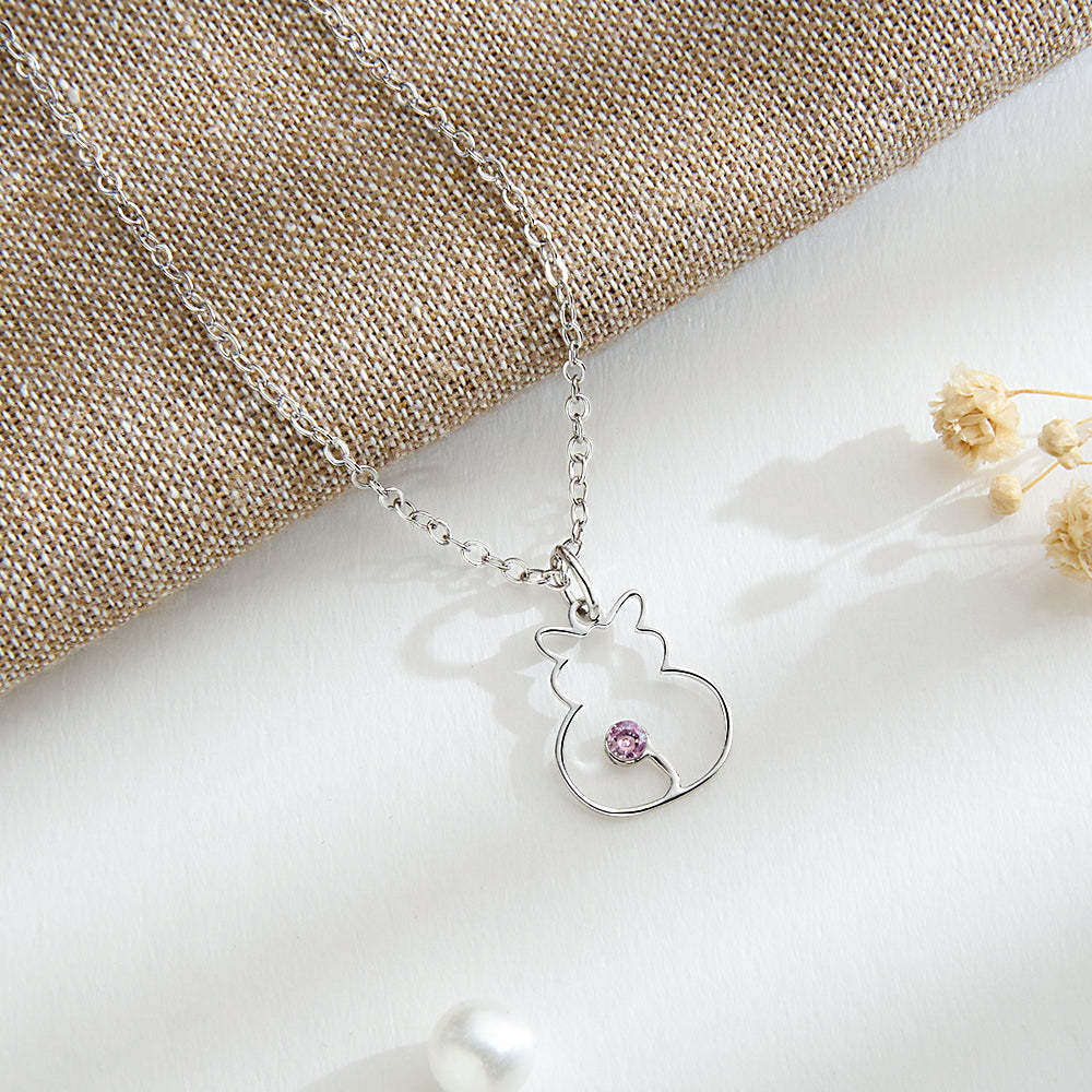 Custom Cat Necklace with Birthstone Necklace Birthday Anniversary Gift for Pet Lover - soufeelmy