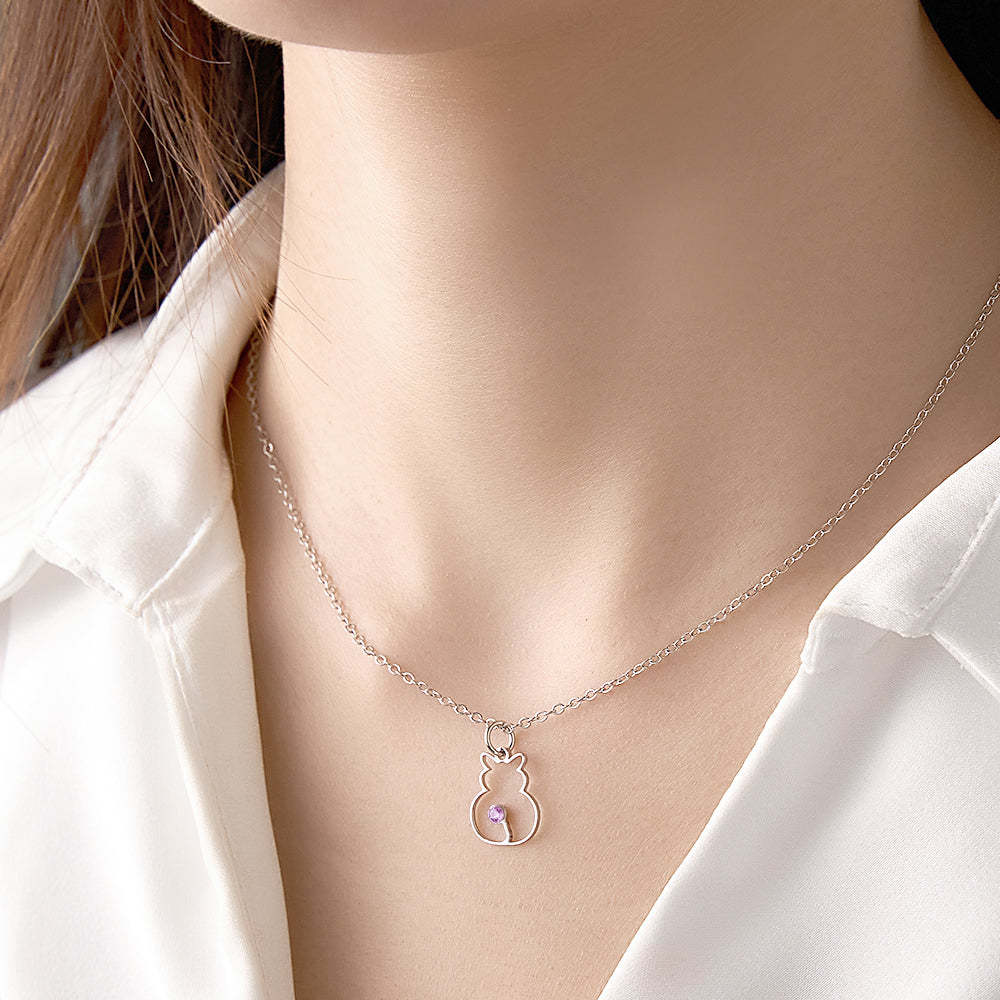 Custom Cat Necklace with Birthstone Necklace Birthday Anniversary Gift for Pet Lover - soufeelmy