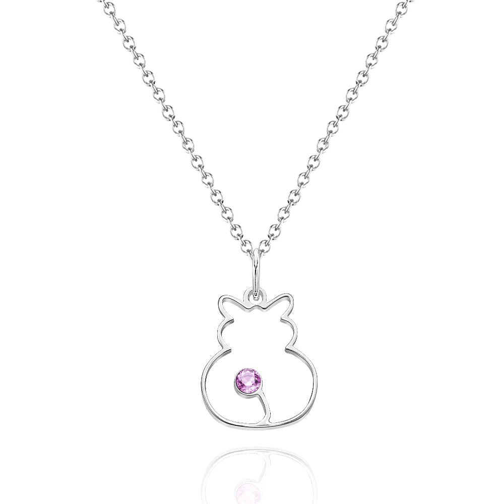 Custom Cat Necklace with Birthstone Necklace Birthday Anniversary Gift for Pet Lover - soufeelmy