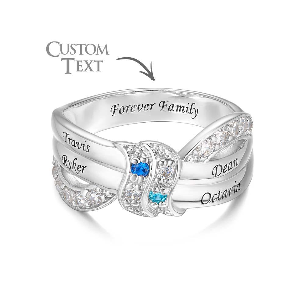 Custom Name and Text Birthstone Ring Personalized Family Ring Gift For Her - soufeelmy