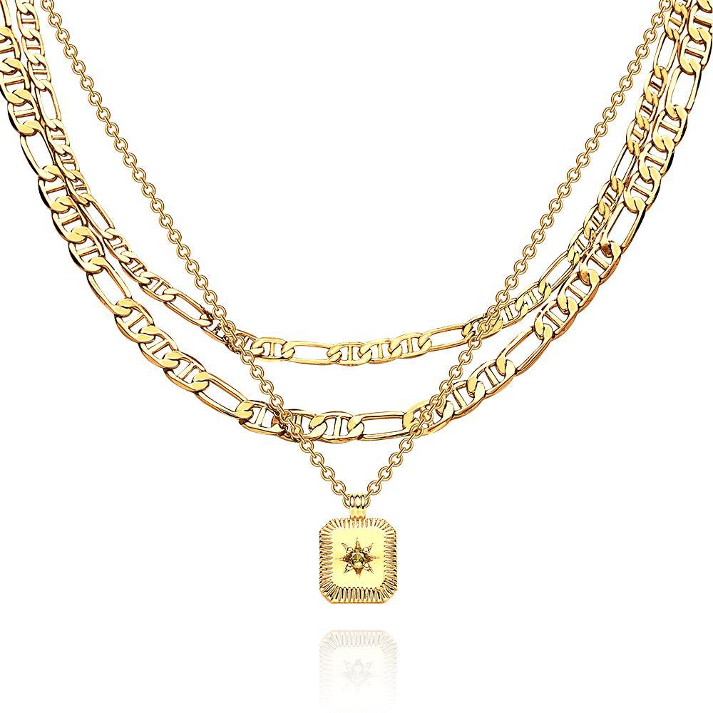 Layered Custom Necklace Birthstone Star Ridge Pendant Necklace - soufeelmy