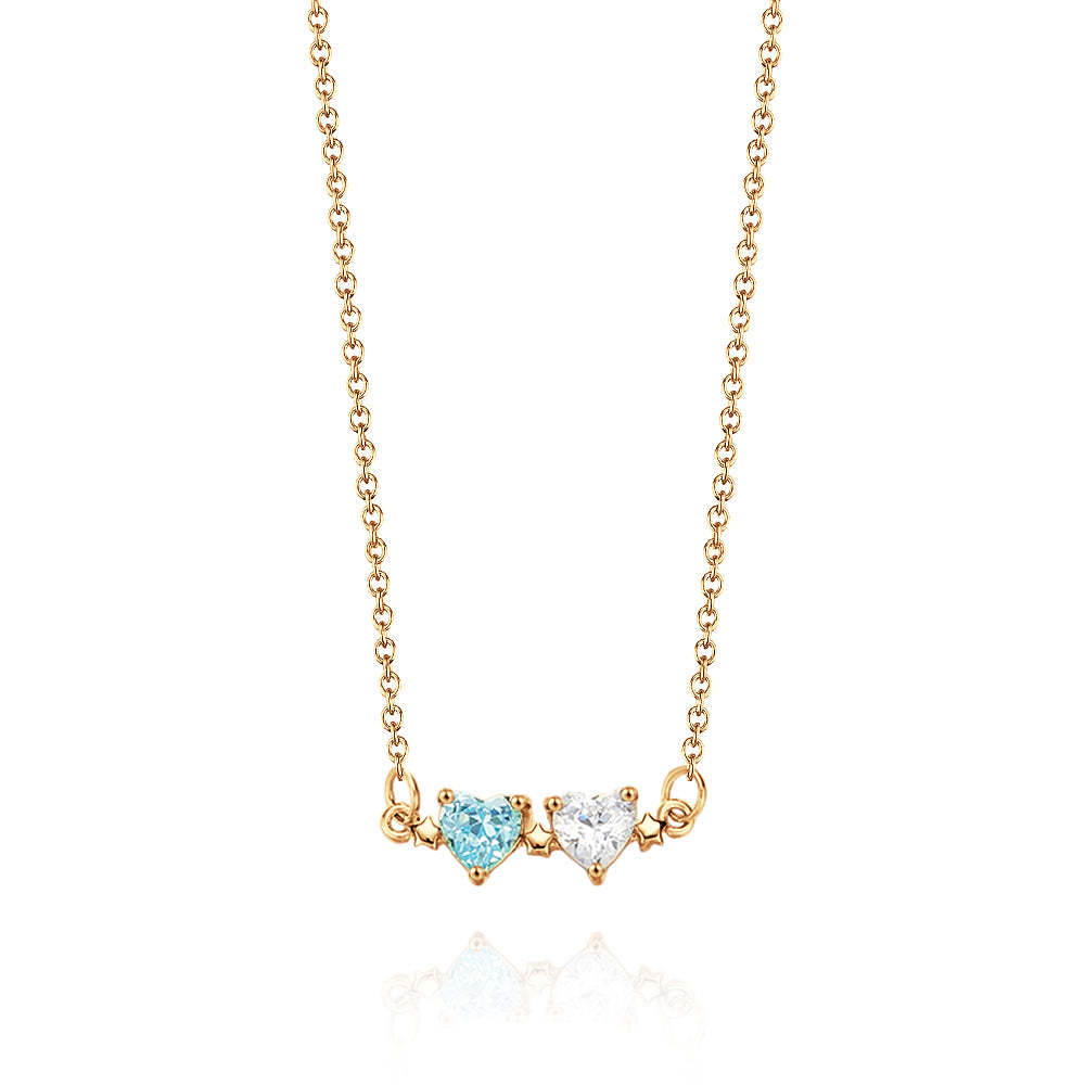 Personalized Heart-Shaped Birthstone Necklace Anniversary Birthday Gift for Her - soufeelmy