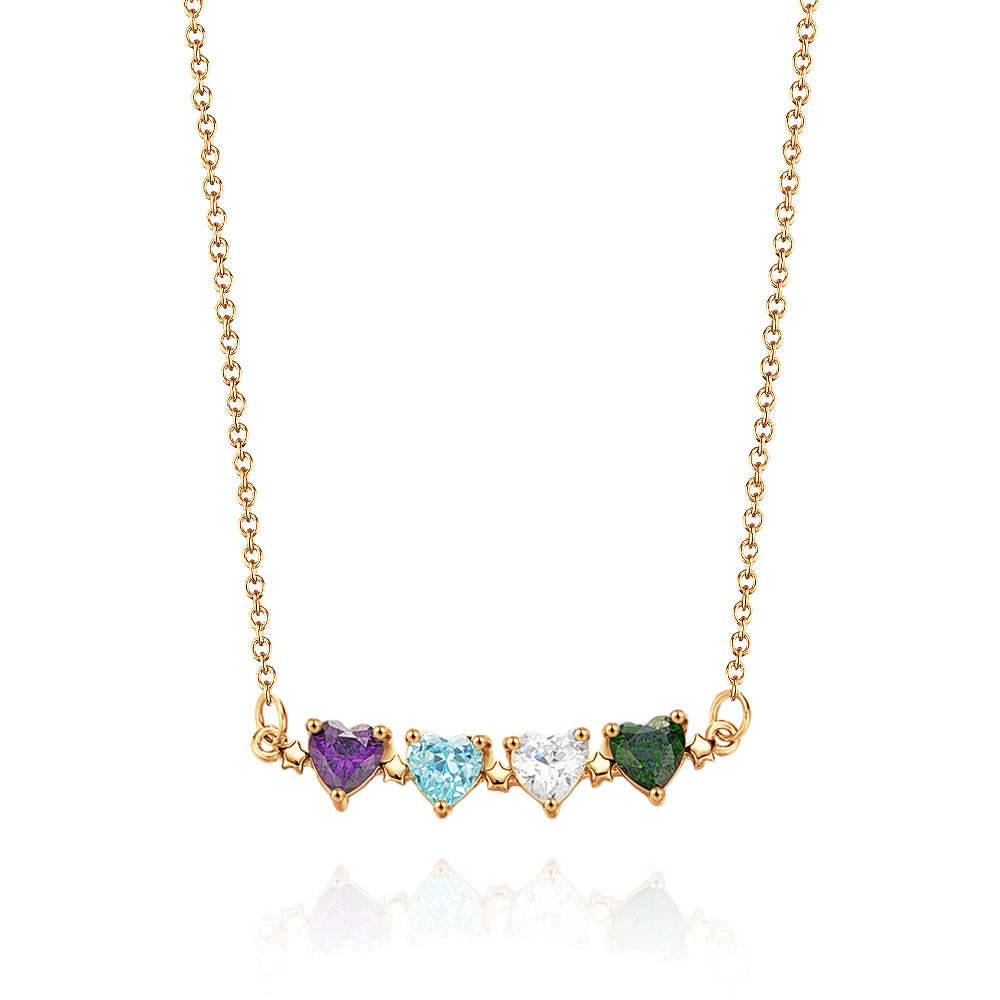 Personalized Heart-Shaped Birthstone Necklace Anniversary Birthday Gift for Her - soufeelmy
