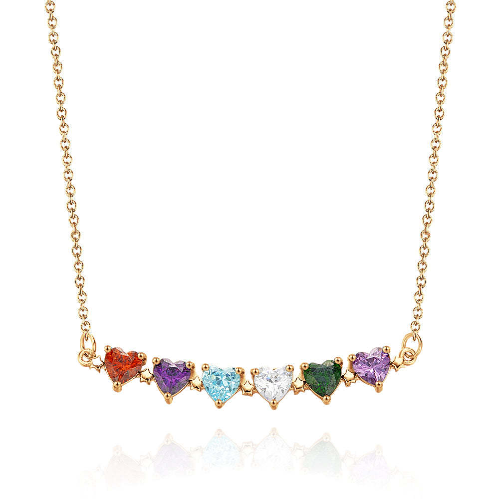 Personalized Heart-Shaped Birthstone Necklace Anniversary Birthday Gift for Her - soufeelmy