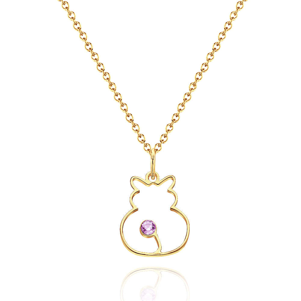 Custom Cat Necklace with Birthstone Necklace Birthday Anniversary Gift for Pet Lover - soufeelmy
