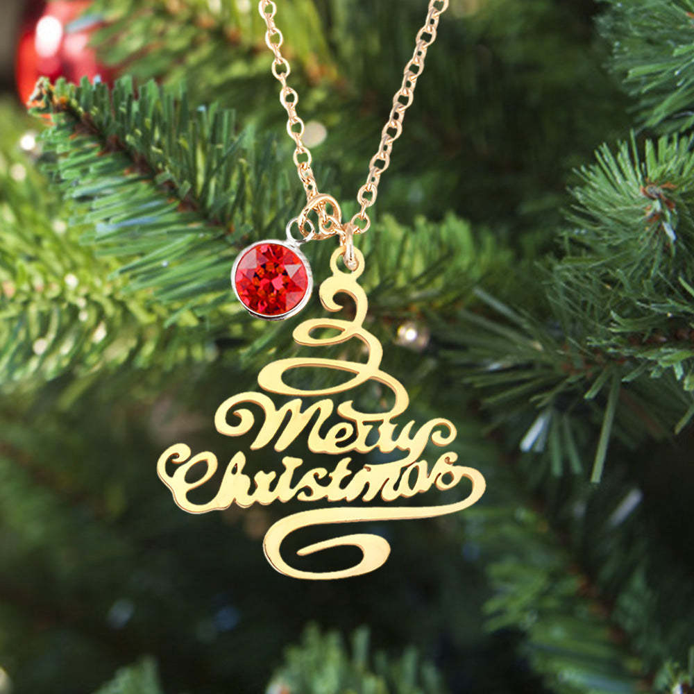 Personalized Christmas Tree Birthstone Necklace Christmas Gift for Her - soufeelmy
