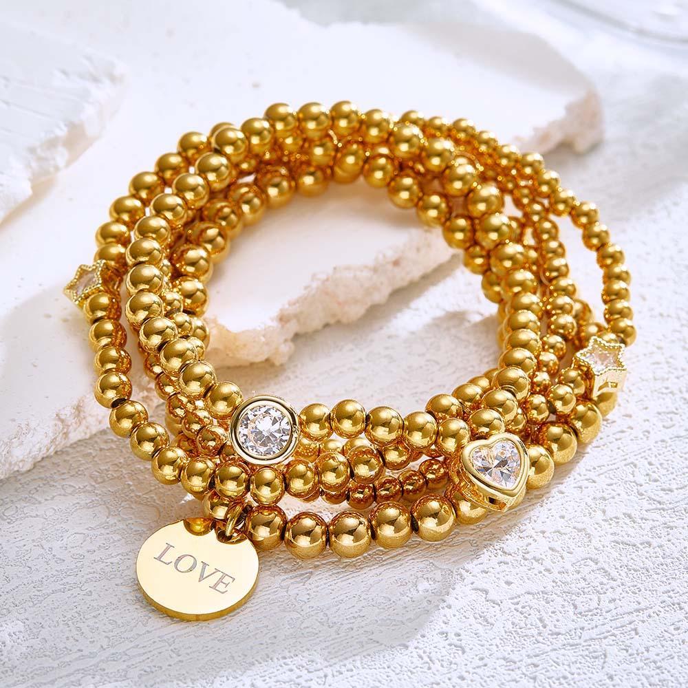Custom Birthstone Engraved Bracelet Bohemia Style Mother's Day Gift - soufeelmy