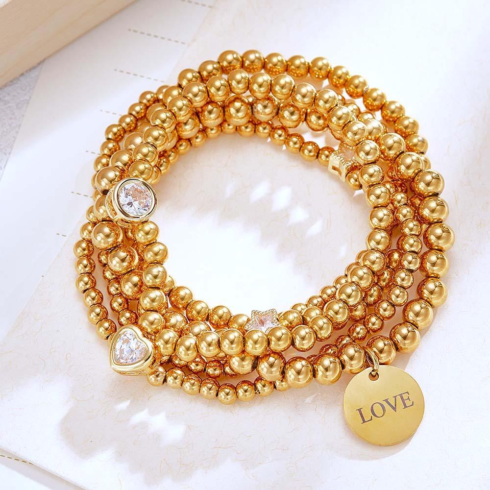 Custom Birthstone Engraved Bracelet Bohemia Style Mother's Day Gift - soufeelmy
