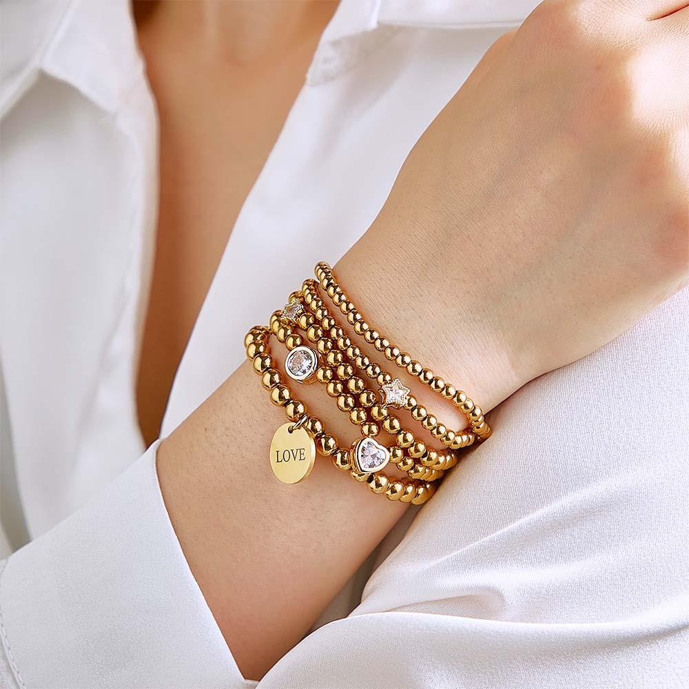 Custom Birthstone Engraved Bracelet Bohemia Style Mother's Day Gift - soufeelmy
