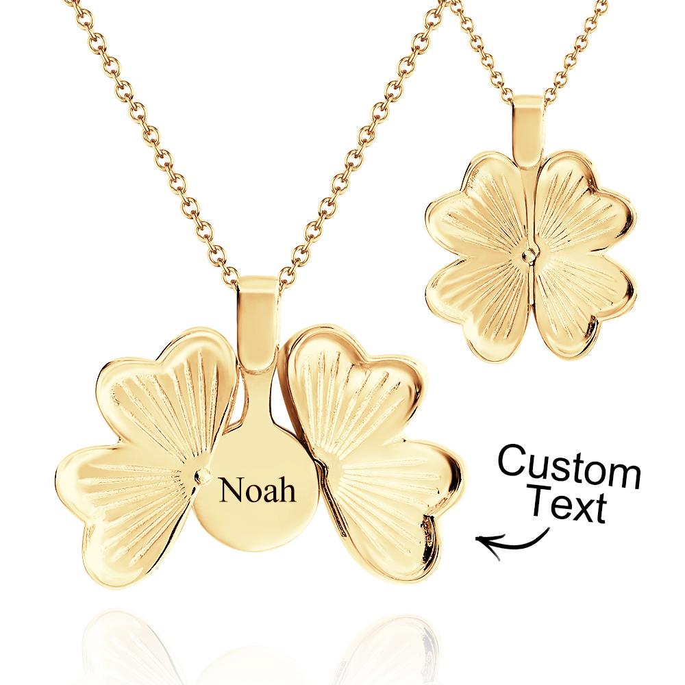Custom Name Lucky Clover Necklace Personalized Engraved Necklace Gift for Her - soufeelmy