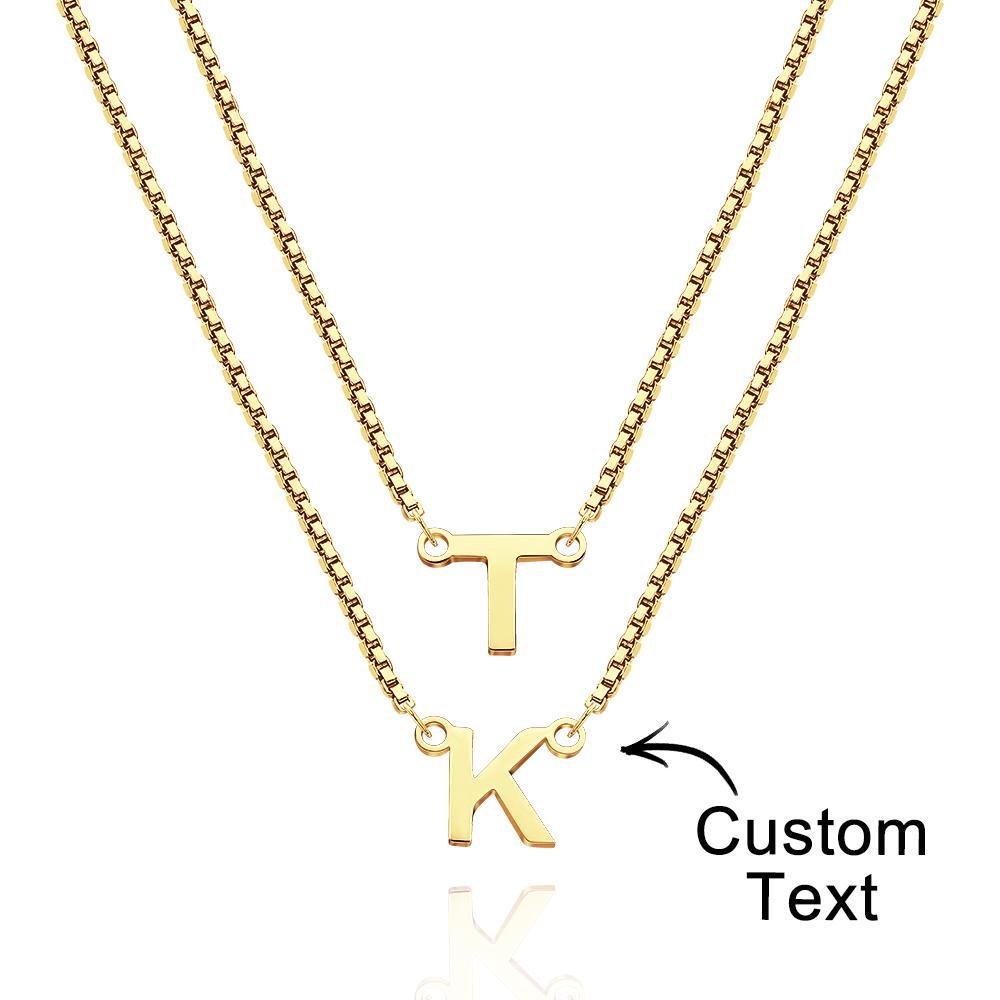 Double Chain Name Necklace Personalized Letter Necklace Initial Gift Necklace Gift For Women - soufeelmy