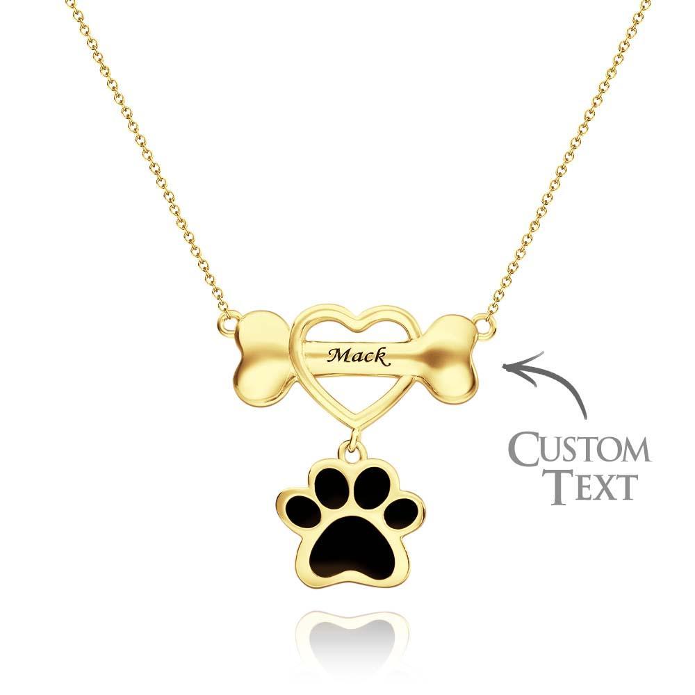 Engravable Pet Paw Theme Necklace Bone Pendant Jewelry For Pet Lovers - soufeelmy