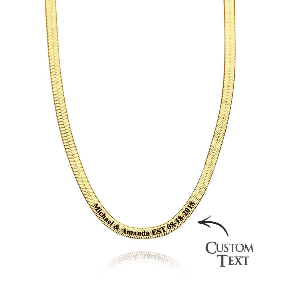 Personalized Engravable Herringbone Chain Necklace Custom Necklace with Personalized Text Gift for Her - soufeelmy