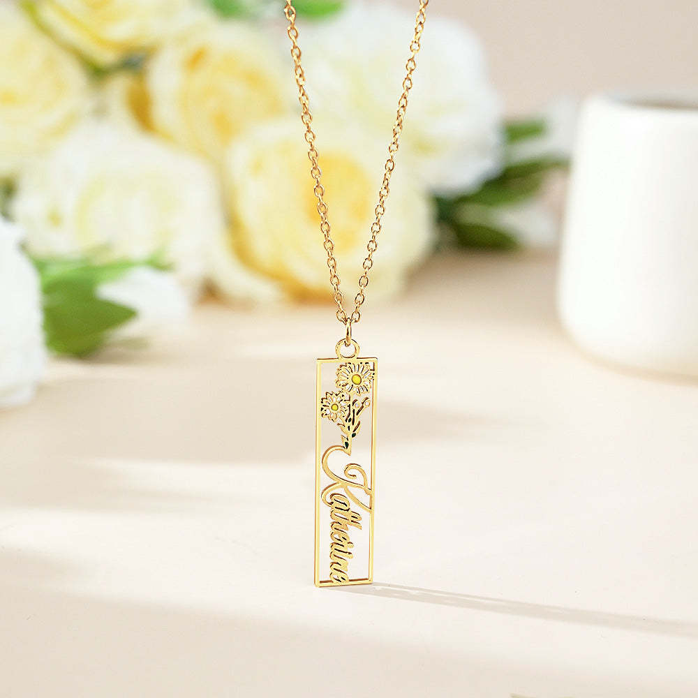 Personalized Birth Flower Name Necklace Bride Bridesmaid Gift for Women - soufeelmy