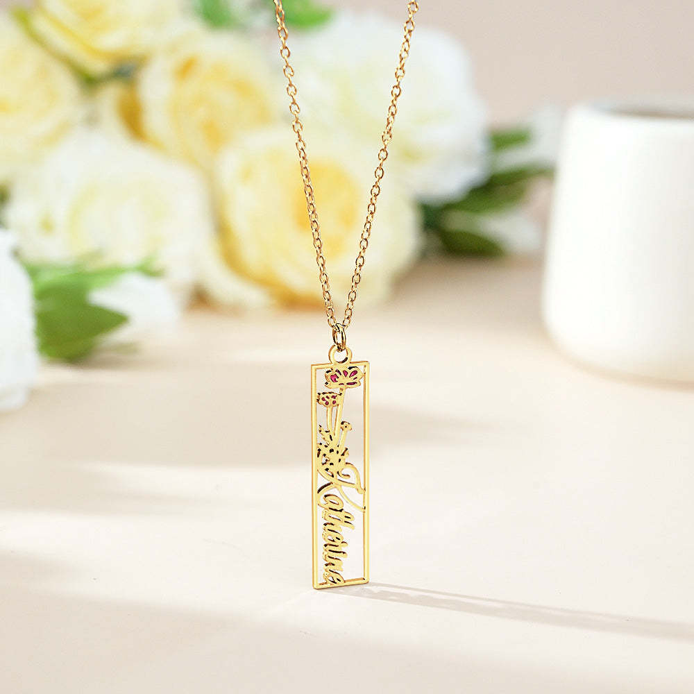 Personalized Birth Flower Name Necklace Bride Bridesmaid Gift for Women - soufeelmy