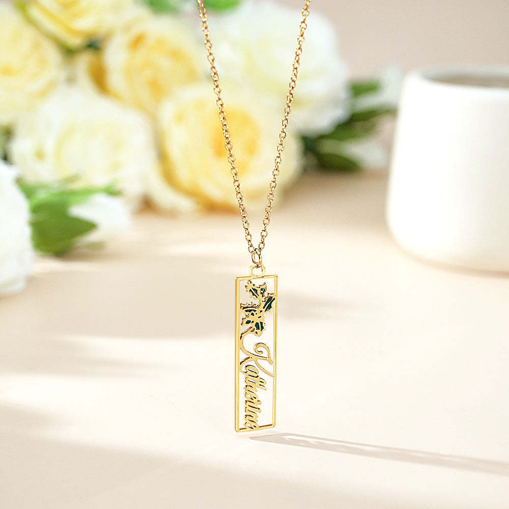 Personalized Birth Flower Name Necklace Bride Bridesmaid Gift for Women - soufeelmy