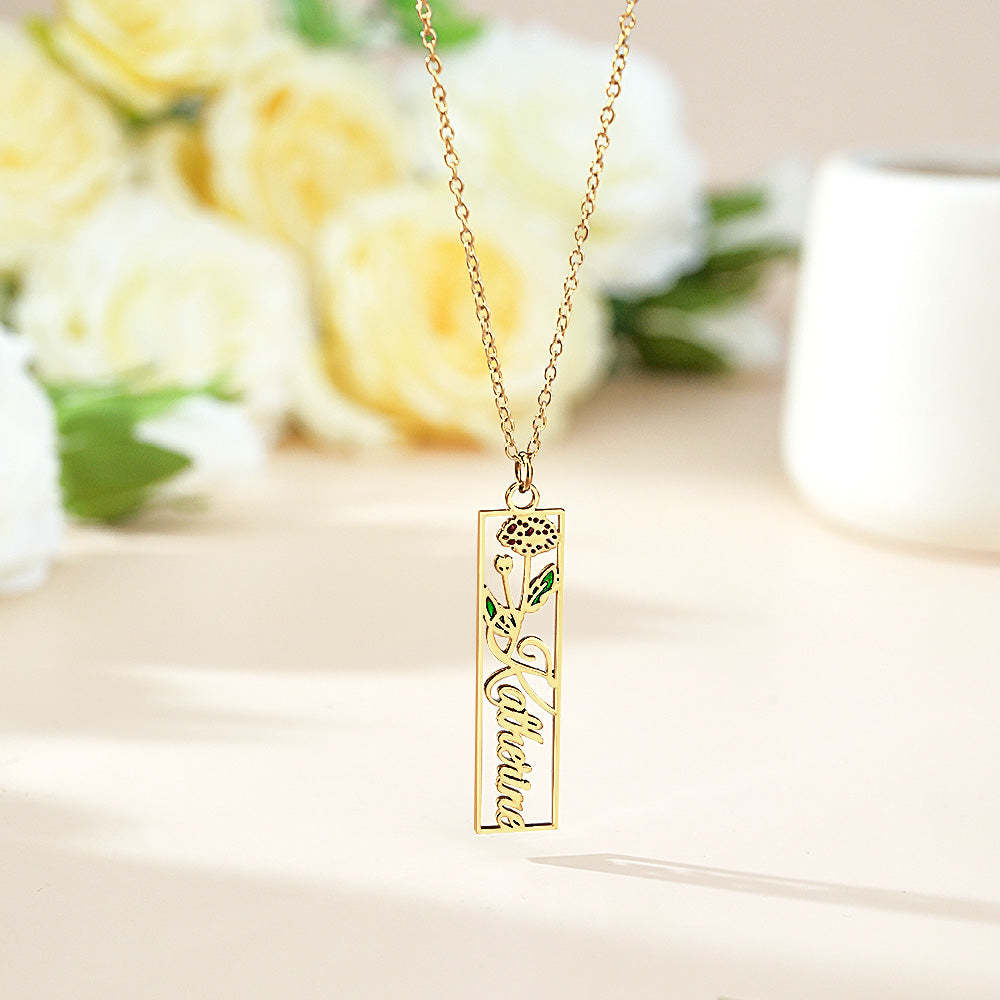 Personalized Birth Flower Name Necklace Bride Bridesmaid Gift for Women - soufeelmy