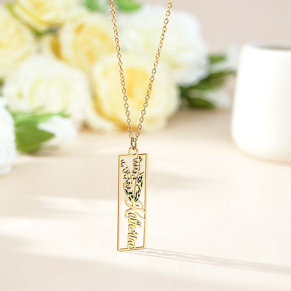Personalized Birth Flower Name Necklace Bride Bridesmaid Gift for Women - soufeelmy