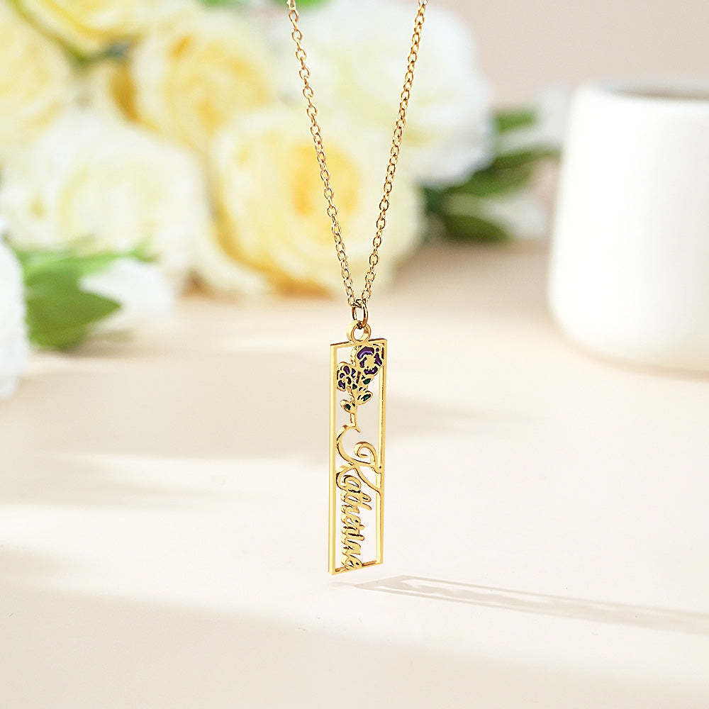 Personalized Birth Flower Name Necklace Bride Bridesmaid Gift for Women - soufeelmy