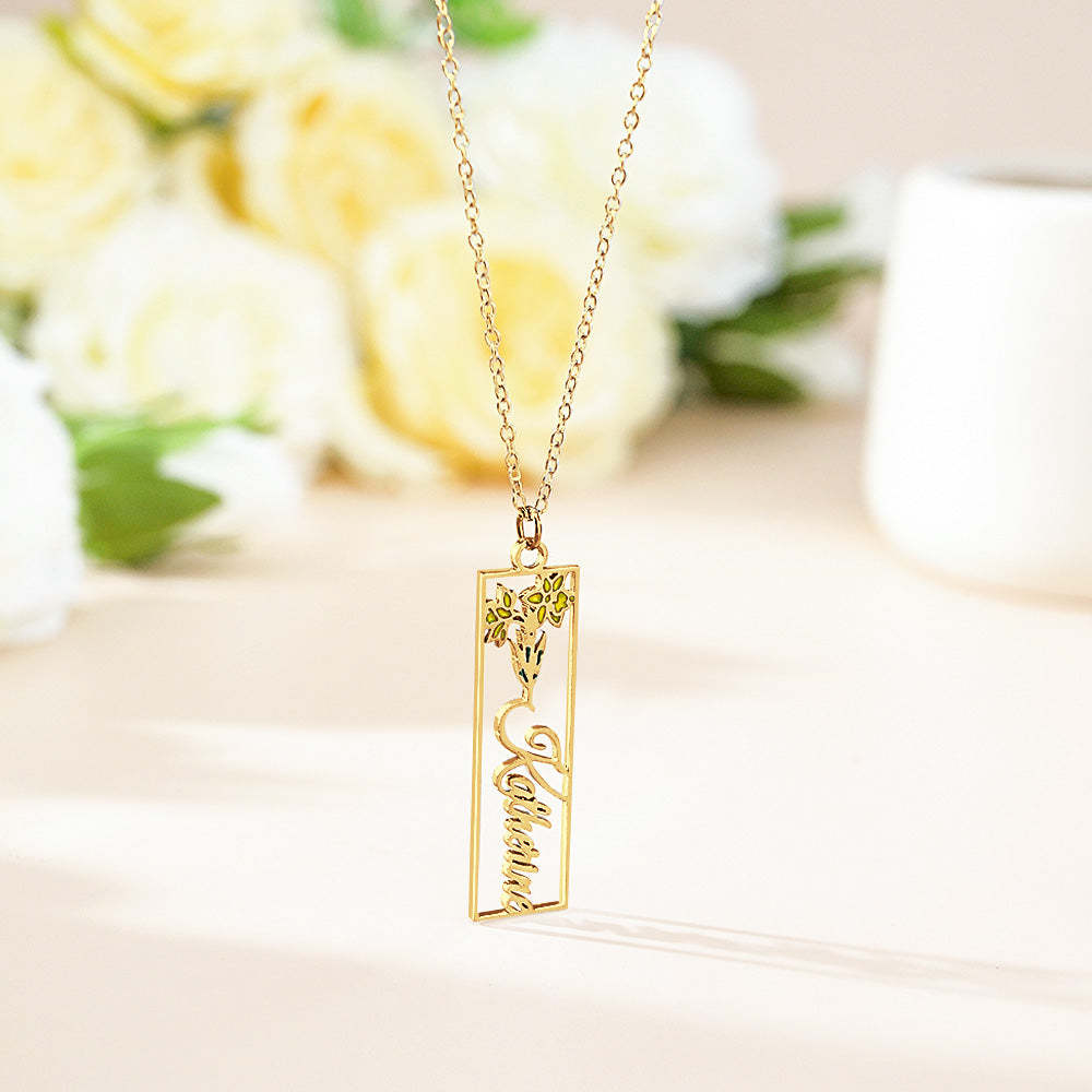 Personalized Birth Flower Name Necklace Bride Bridesmaid Gift for Women - soufeelmy