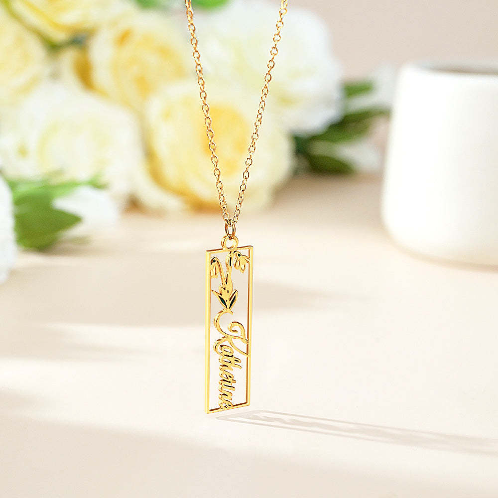 Personalized Birth Flower Name Necklace Bride Bridesmaid Gift for Women - soufeelmy
