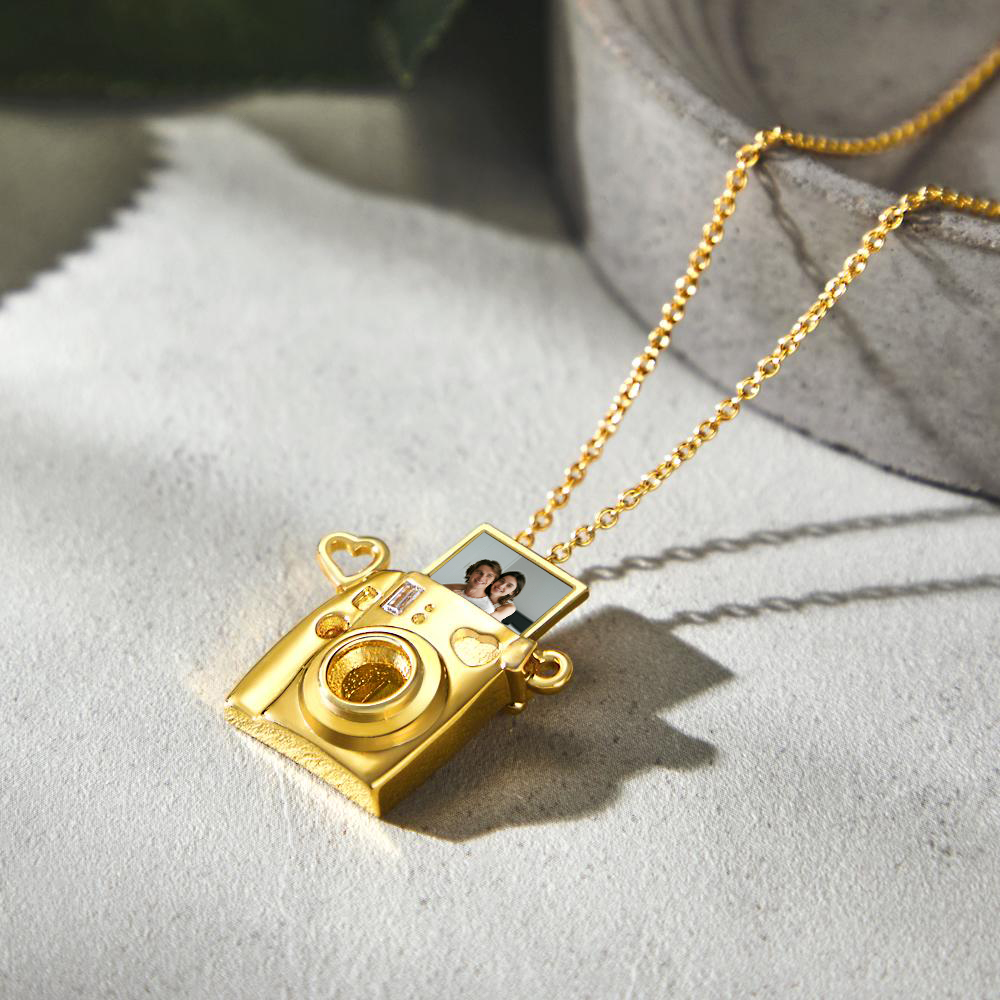 Custom Photo Engraved Camera Necklace Pendant Necklace Creative Gift for Her Couple gifts - soufeelmy