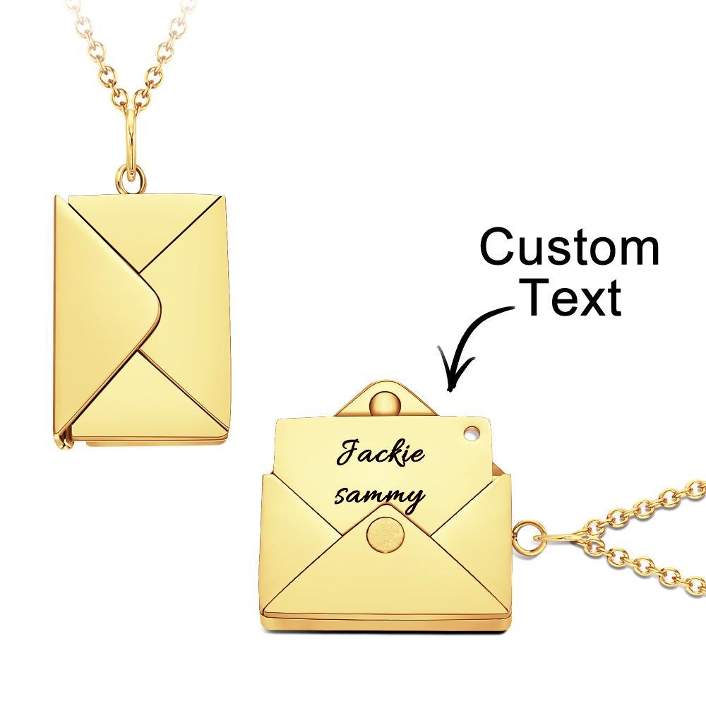 Custom Engraved Necklace Envelope Letter Secret Message Creative Gifts -