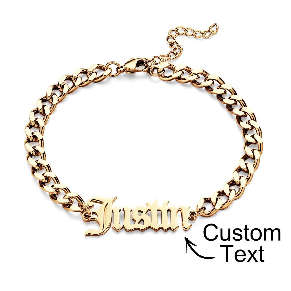 Custom Name Men's Stainless Steel Curb Chain Cuban Bracelet - soufeelmy