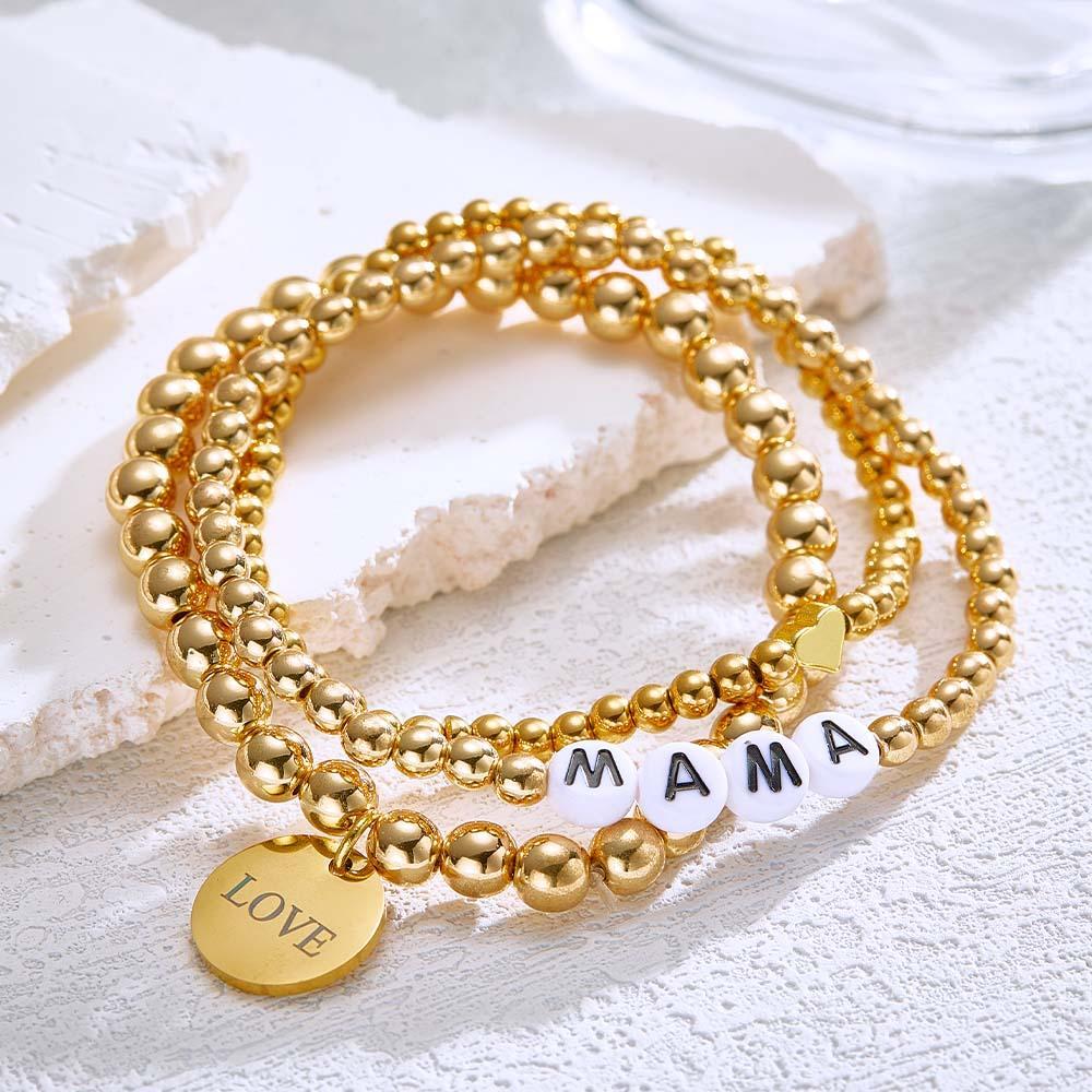 Custom Name Bead Bracelet Stack Bohemia Style Mother's Day Gift - soufeelmy