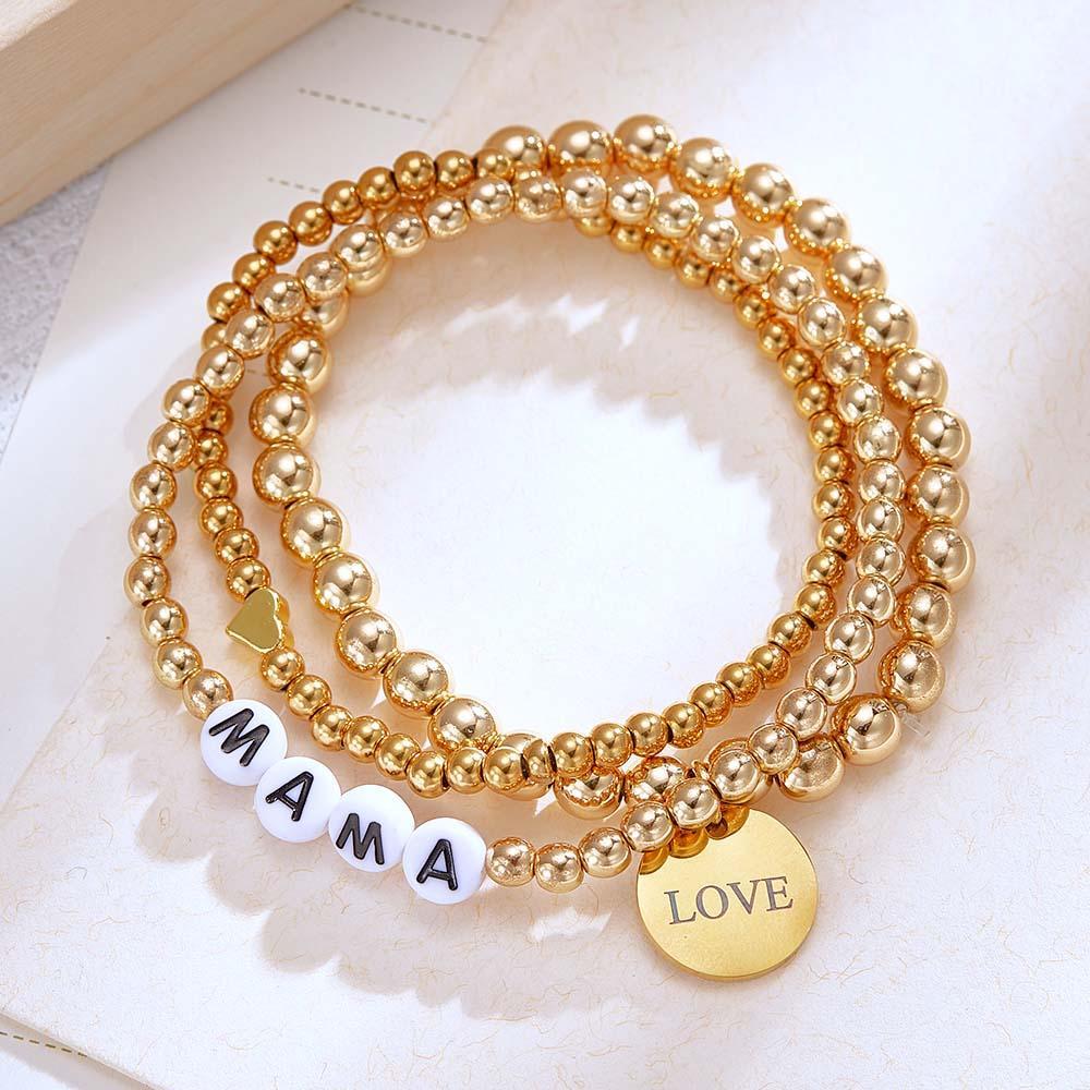 Custom Name Bead Bracelet Stack Bohemia Style Mother's Day Gift - soufeelmy