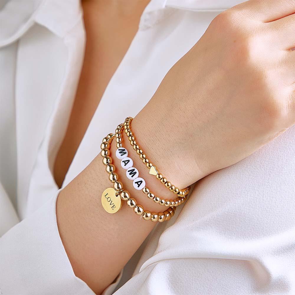 Custom Name Bead Bracelet Stack Bohemia Style Mother's Day Gift - soufeelmy
