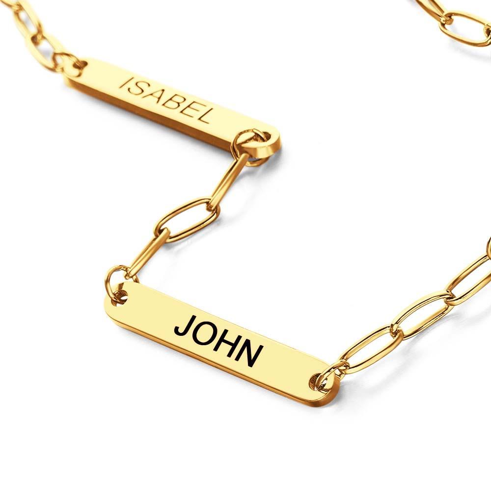 Custom Mini Name Bar Bracelet Minimalist Engraved Charm Bracelet with a Dainty Paperclip Chain New Mom Gift - soufeelmy