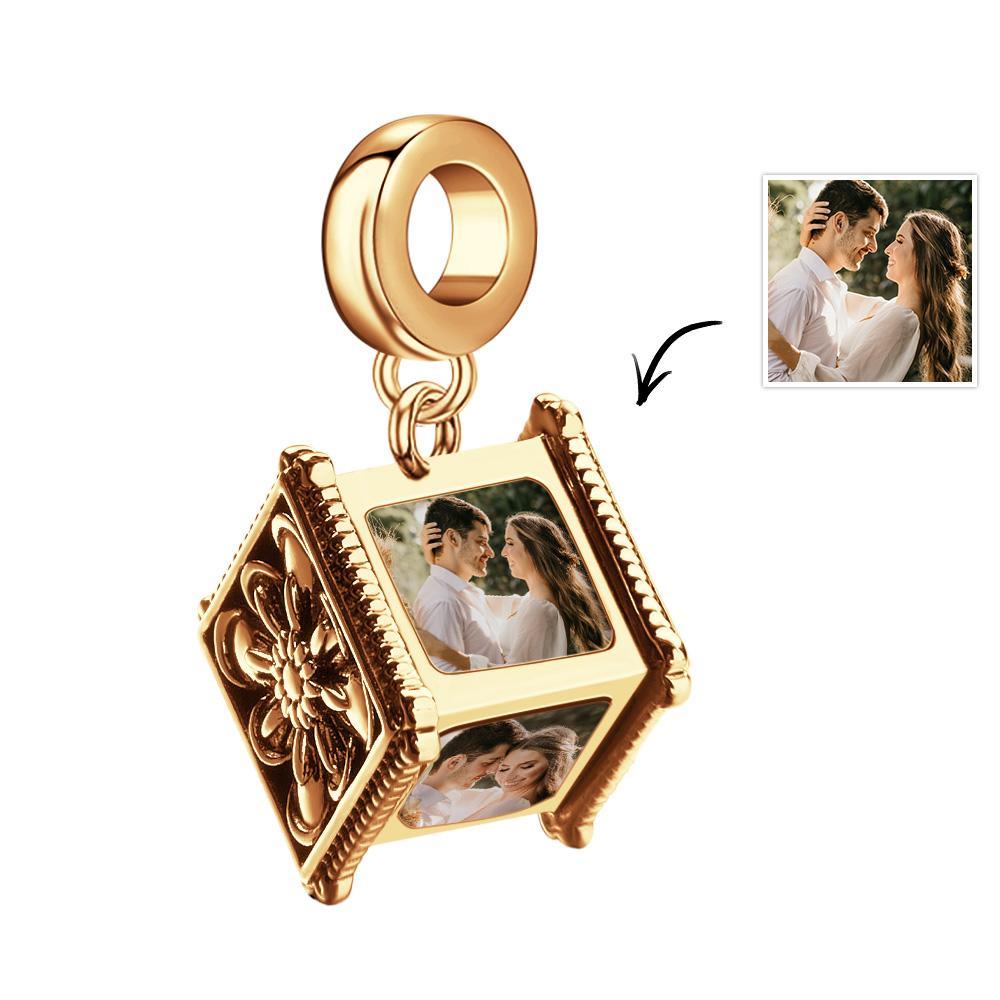 Photo Charm Bead That Hold 4 Picture Customized Four Sides Picture Bead Fit Snake Chain Bracelet Ideal Gifts Ever - soufeelmy