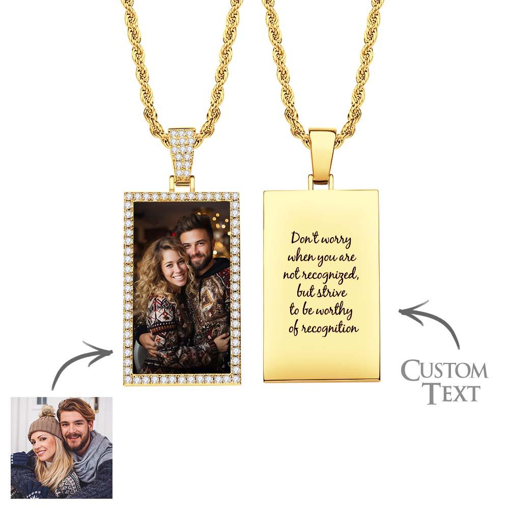 Hip Hop Photo Necklace Vintage Zircon Decor Memorial Pendant Jewelry Gifts For Men - soufeelmy