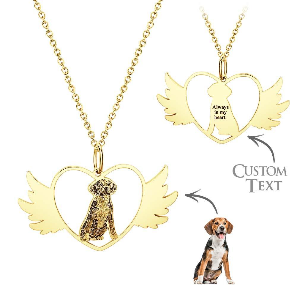 Custom Photo Engraved Necklace Angel Pet Remember Gift - soufeelmy